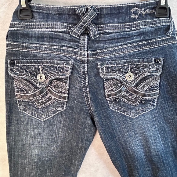 Hydraulic Denim - Hydraulic Bailey Super Skinny Dark Wash Embellished Pockets Jeans Size 1/2